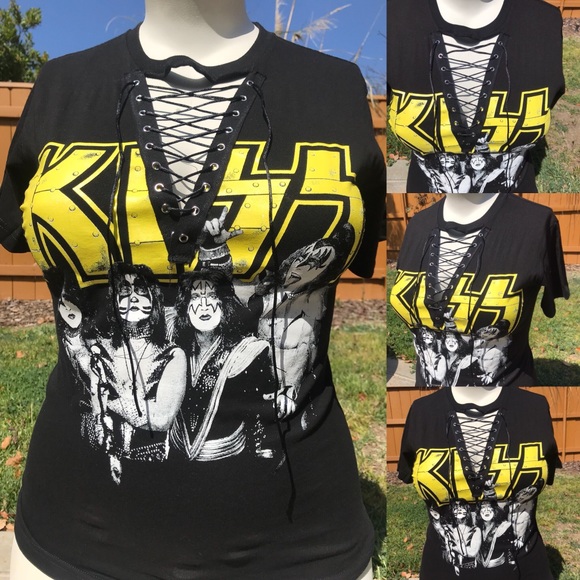 Kiss Lace up rock band tee - Picture 1 of 5